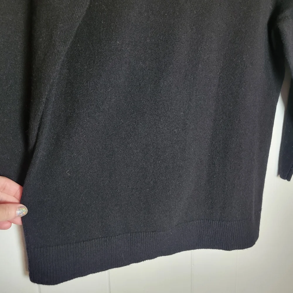 Talbots Pure 100% Cashmere Black Pullover Crewneck Sweater Long Sleeve MD
